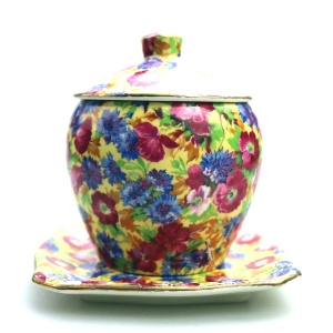 A good Art Deco Royal Winton pottery Chintz pottery Royalty Preserve Pot C.1934+
