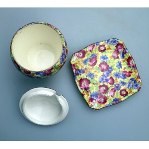 A good Art Deco Royal Winton pottery Chintz pottery Royalty Preserve Pot C.1934+