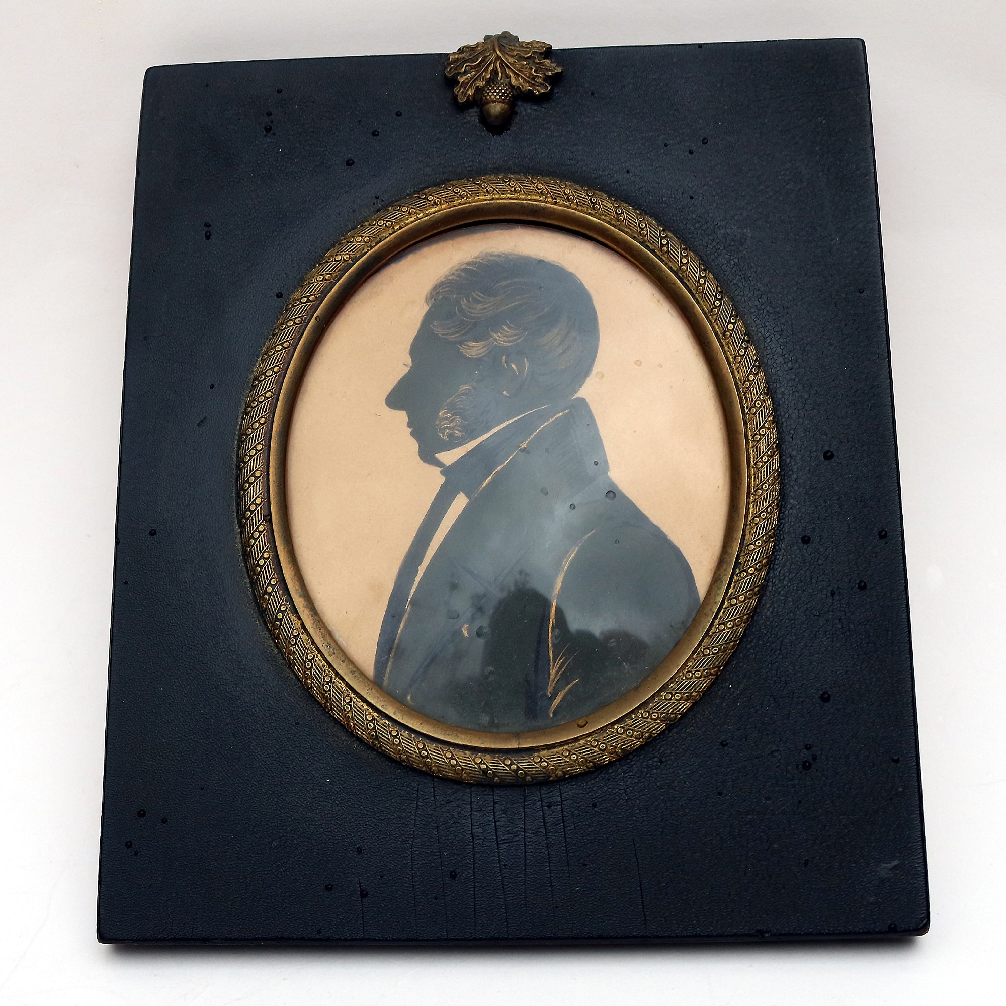 A good antique Georgian bronzed Silhouette Portrait Miniature C.early 19thC