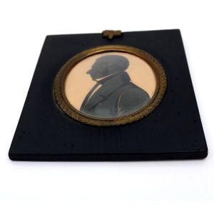 A good antique Georgian bronzed Silhouette Portrait Miniature C.early 19thC