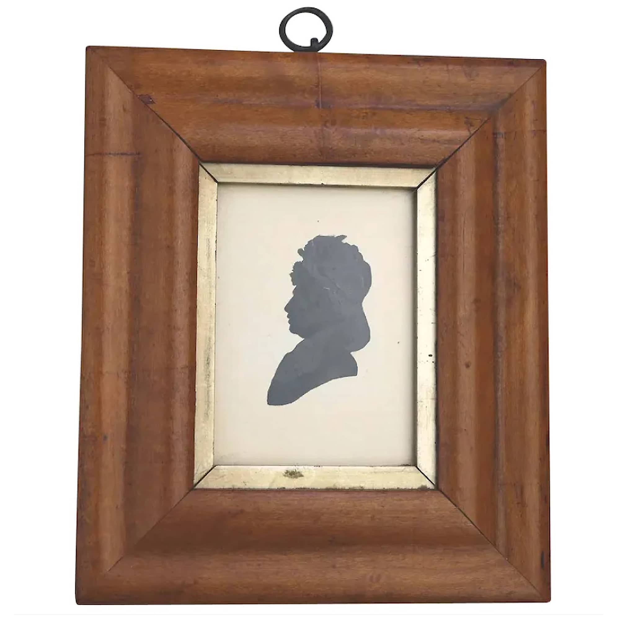 Antique painted Silhouette portrait miniature picture of a lady framed C.19thC