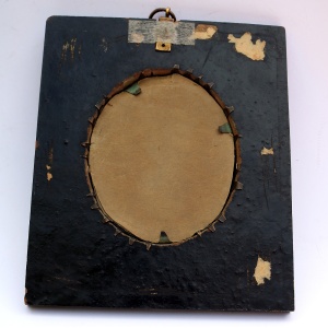 An unusual antique reverse painted on glass Portrait Miniature Silhouette C.19thC