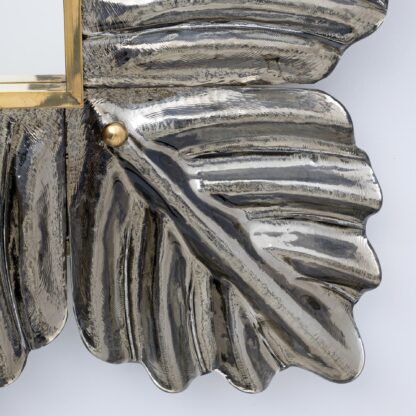 Pair of Mid Century Modern Italian Brass and Leaf Murano Glass Wall Mirrors - Image 9