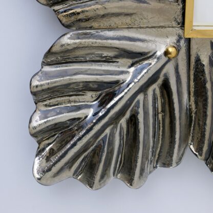 Pair of Mid Century Modern Italian Brass and Leaf Murano Glass Wall Mirrors - Image 7