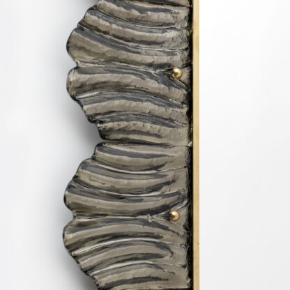 Pair of Mid Century Modern Italian Brass and Leaf Murano Glass Wall Mirrors - Image 6