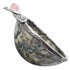 A rare & unique English novelty solid silver & hardstone Stirrup Cup / Vessel 1995