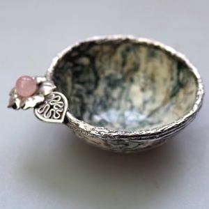A rare & unique English novelty solid silver & hardstone Stirrup Cup / Vessel 1995