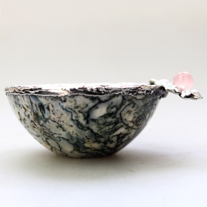 A rare & unique English novelty solid silver & hardstone Stirrup Cup / Vessel 1995