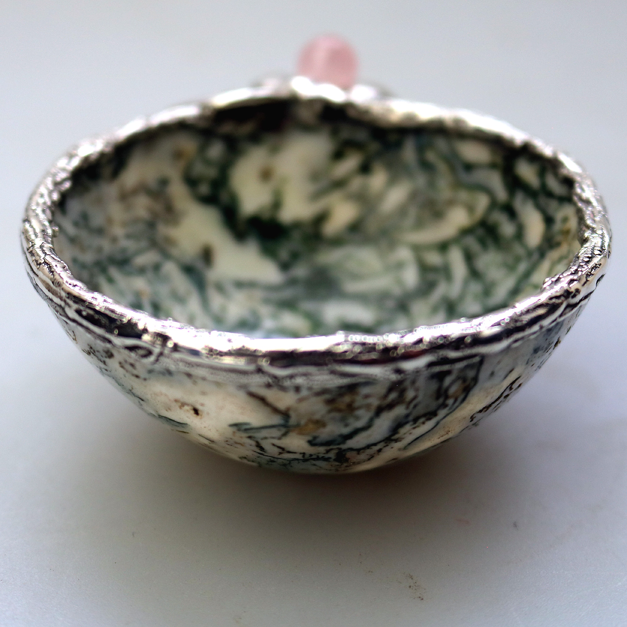 A rare & unique English novelty solid silver & hardstone Stirrup Cup / Vessel 1995