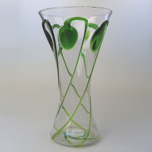 Large Stourbridge Art Nouveau Stuart Tadpole Liberty & Co glass Vase 31cm C.1910