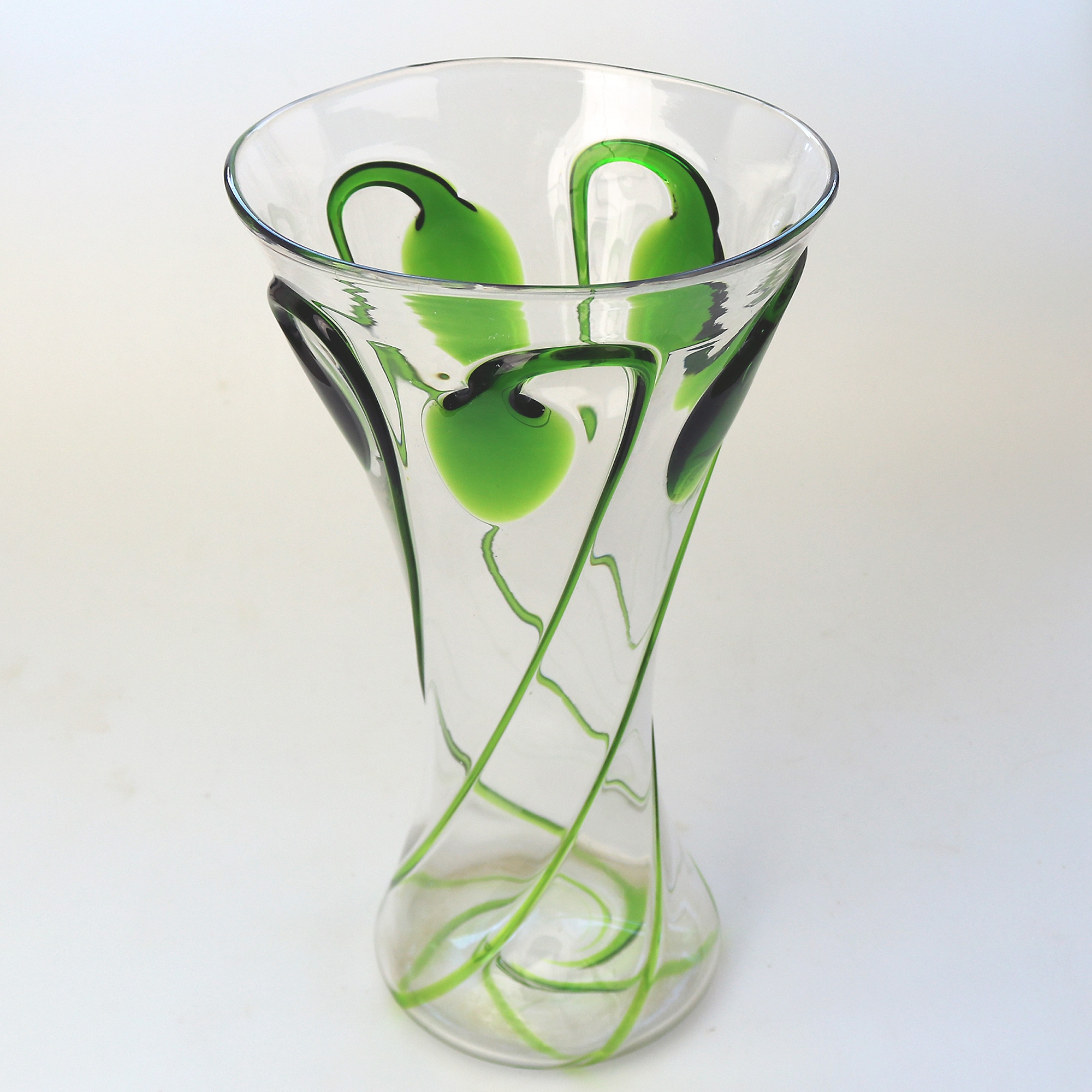 Large Stourbridge Art Nouveau Stuart Tadpole Liberty & Co glass Vase 31cm C.1910