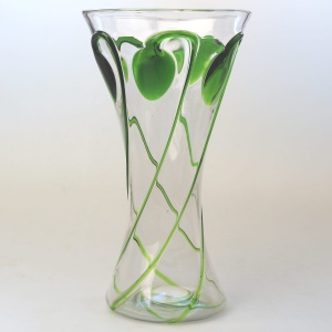 Large Stourbridge Art Nouveau Stuart Tadpole Liberty & Co glass Vase 31cm C.1910