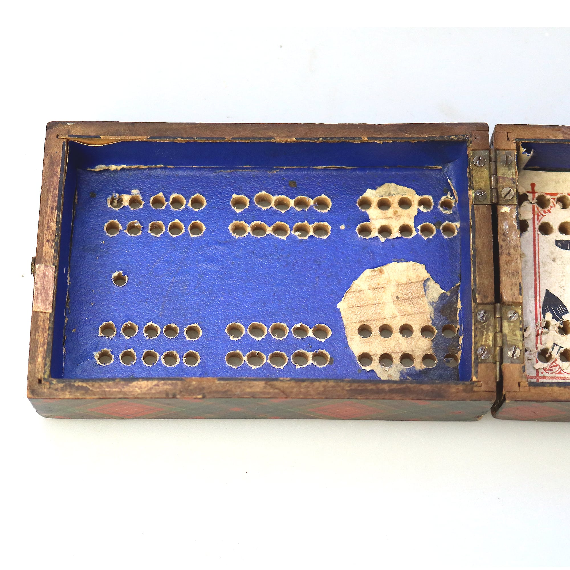 A rare antique Scottish Tartan ware sewing Advertiser Cribbage/Card Box C.19thC