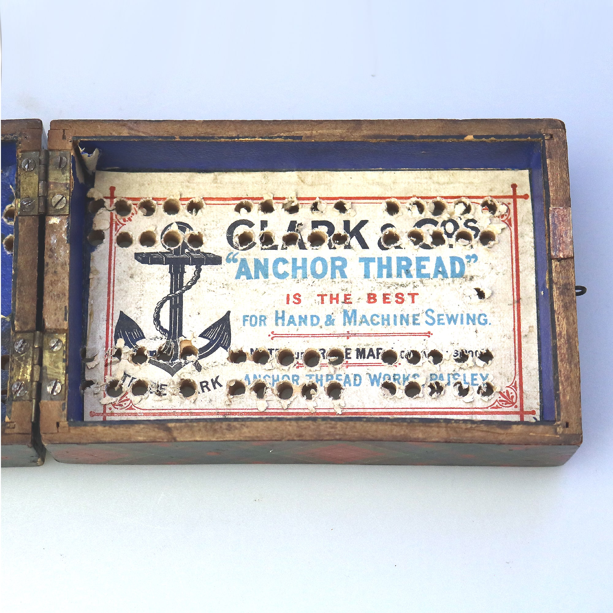 A rare antique Scottish Tartan ware sewing Advertiser Cribbage/Card Box C.19thC
