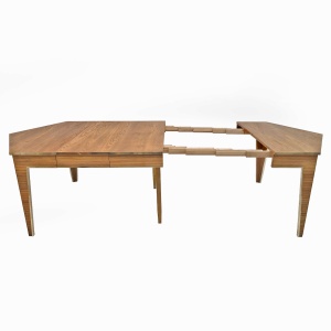 Mid-Century Modern Oak and Brass Extendable Dining Table, Italy, 1970s