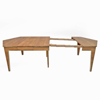 Mid-Century Modern Oak and Brass Extendable Dining Table, Italy, 1970s - Image 5