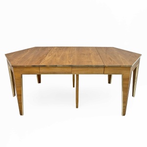Mid-Century Modern Oak and Brass Extendable Dining Table, Italy, 1970s