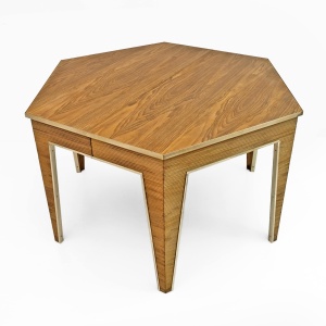 Mid-Century Modern Oak and Brass Extendable Dining Table, Italy, 1970s