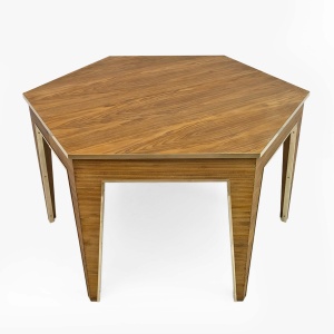 Mid-Century Modern Oak and Brass Extendable Dining Table, Italy, 1970s