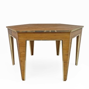 Mid-Century Modern Oak and Brass Extendable Dining Table, Italy, 1970s