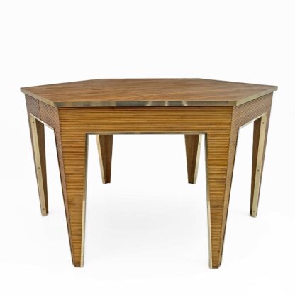Mid-Century Modern Oak and Brass Extendable Dining Table, Italy, 1970s - Image 9