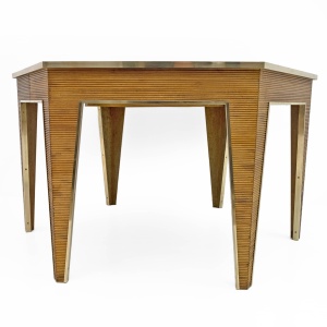 Mid-Century Modern Oak and Brass Extendable Dining Table, Italy, 1970s