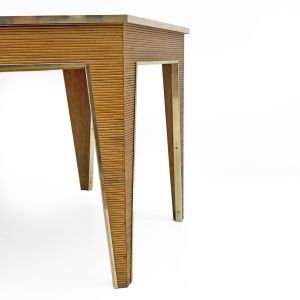 Mid-Century Modern Oak and Brass Extendable Dining Table, Italy, 1970s