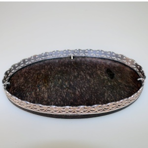 An unusual antique English solid silver & Bakelite small Tray / Stand C.1929