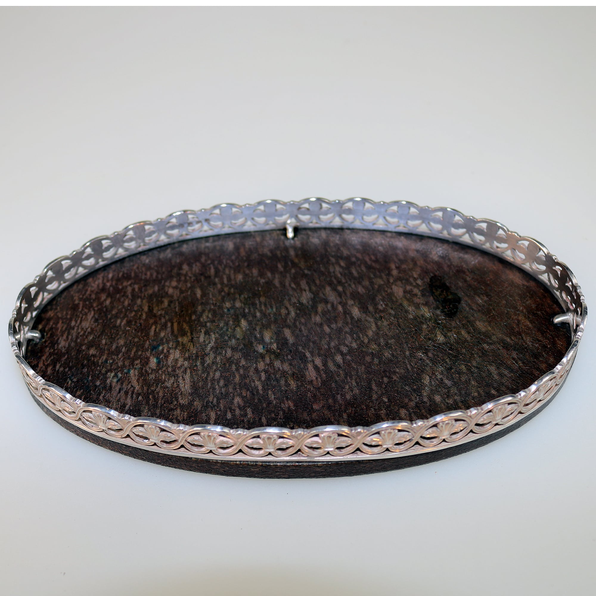 An unusual antique English solid silver & Bakelite small Tray / Stand C.1929