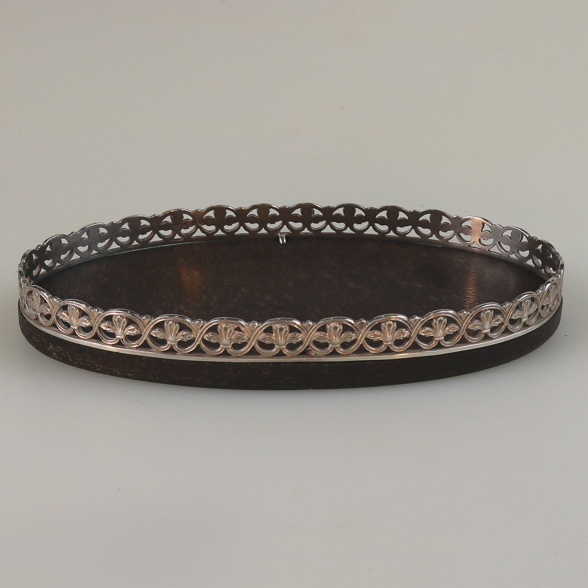 An unusual antique English solid silver & Bakelite small Tray / Stand C.1929