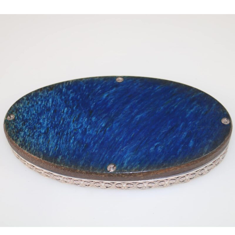 An unusual antique English solid silver & Bakelite small Tray / Stand C.1929