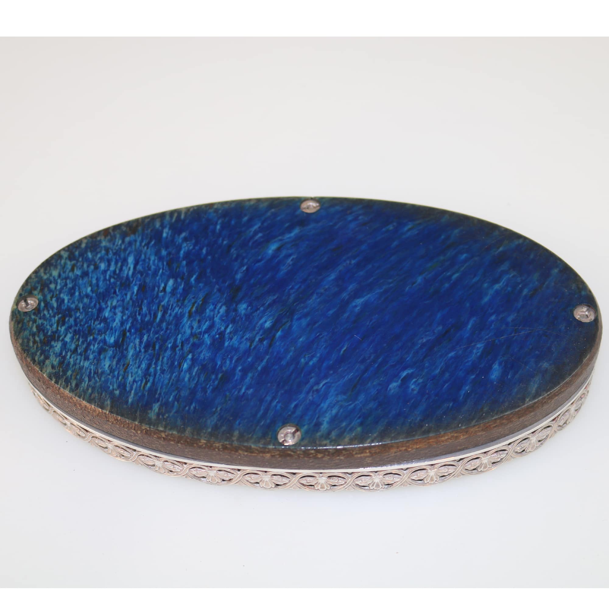 An unusual antique English solid silver & Bakelite small Tray / Stand C.1929