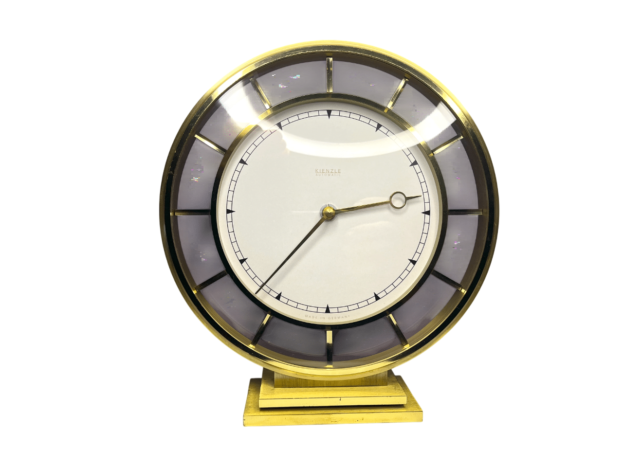 Vintage Clock, Kienzle, Mantel clock, 1970s, solid brass, battery operated.