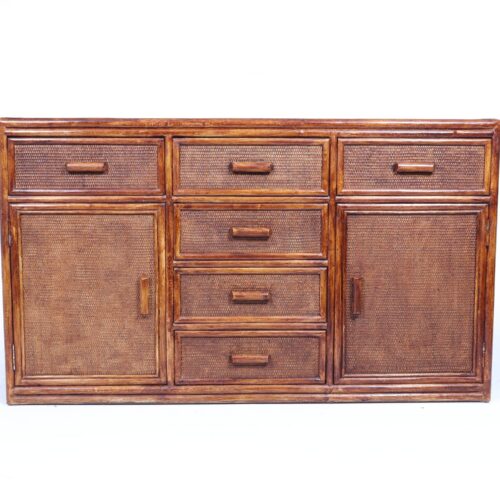 Vintage Rattan & Faux Bamboo Sideboard