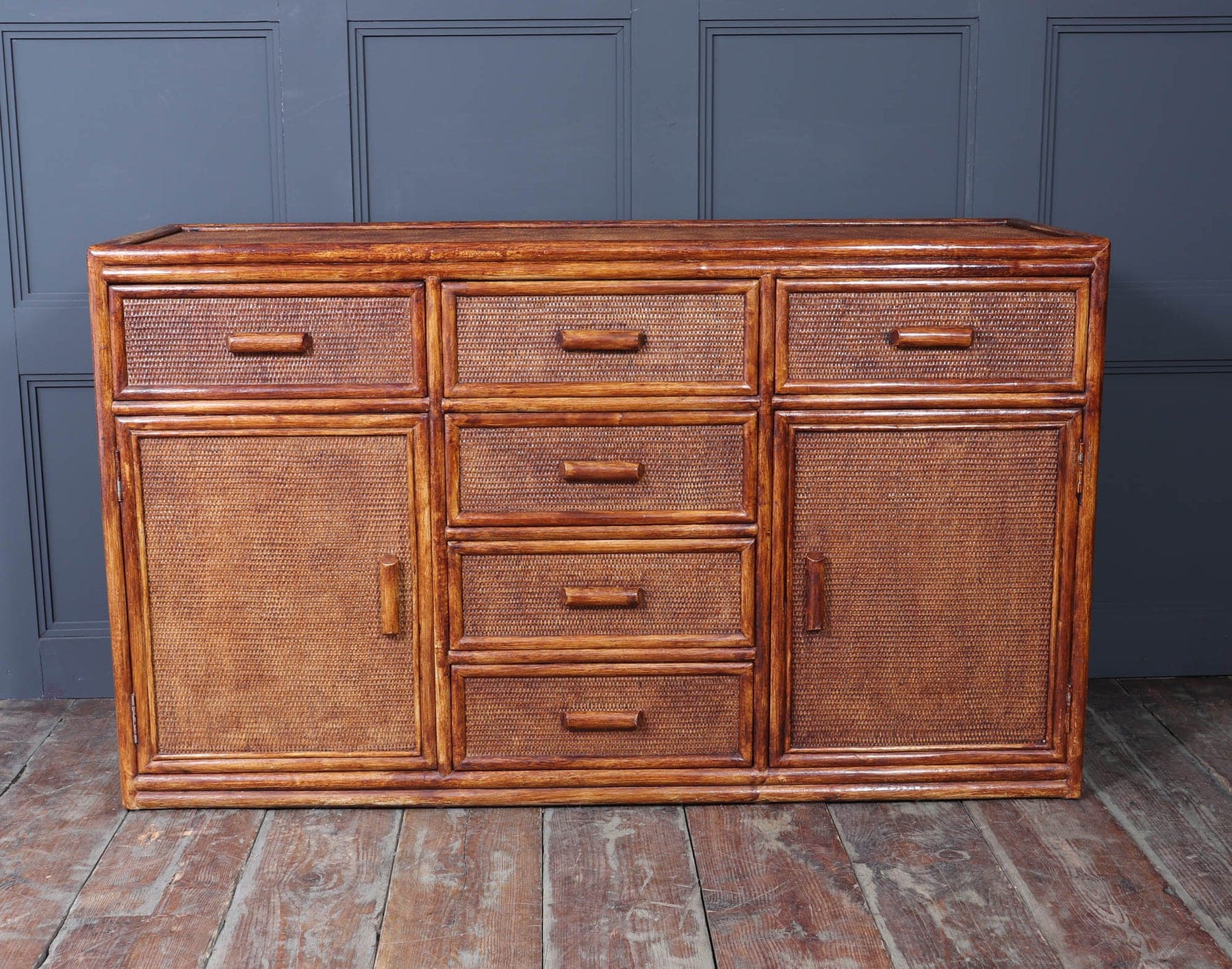 Vintage Rattan & Faux Bamboo Sideboard