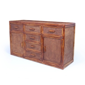 Vintage Rattan & Faux Bamboo Sideboard