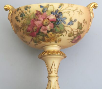 A large & scarce antique Royal Worcester porcelain hand-painted navette Vase 1912 - Image 3