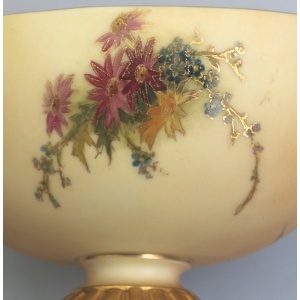 A large & scarce antique Royal Worcester porcelain hand-painted navette Vase 1912