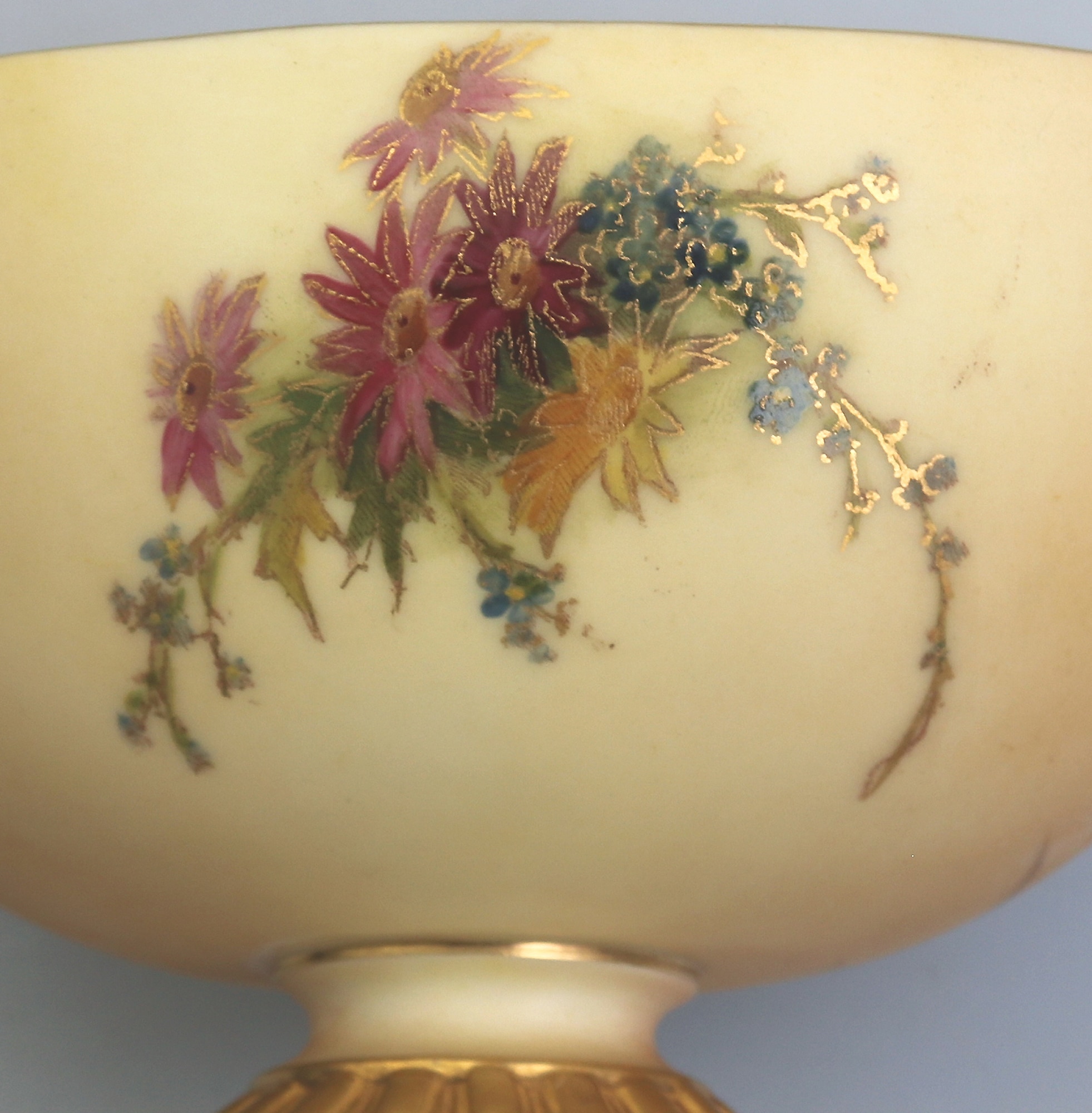 A large & scarce antique Royal Worcester porcelain hand-painted navette Vase 1912