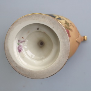 A large & scarce antique Royal Worcester porcelain hand-painted navette Vase 1912