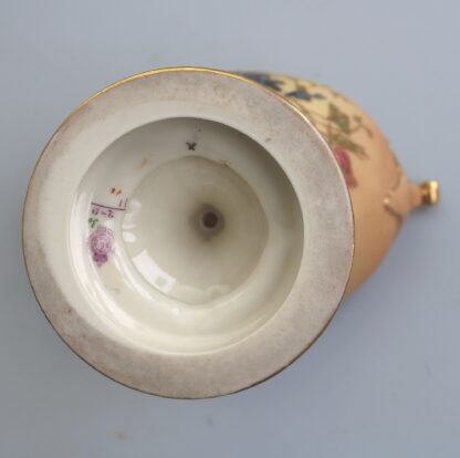 A large & scarce antique Royal Worcester porcelain hand-painted navette Vase 1912 - Image 7