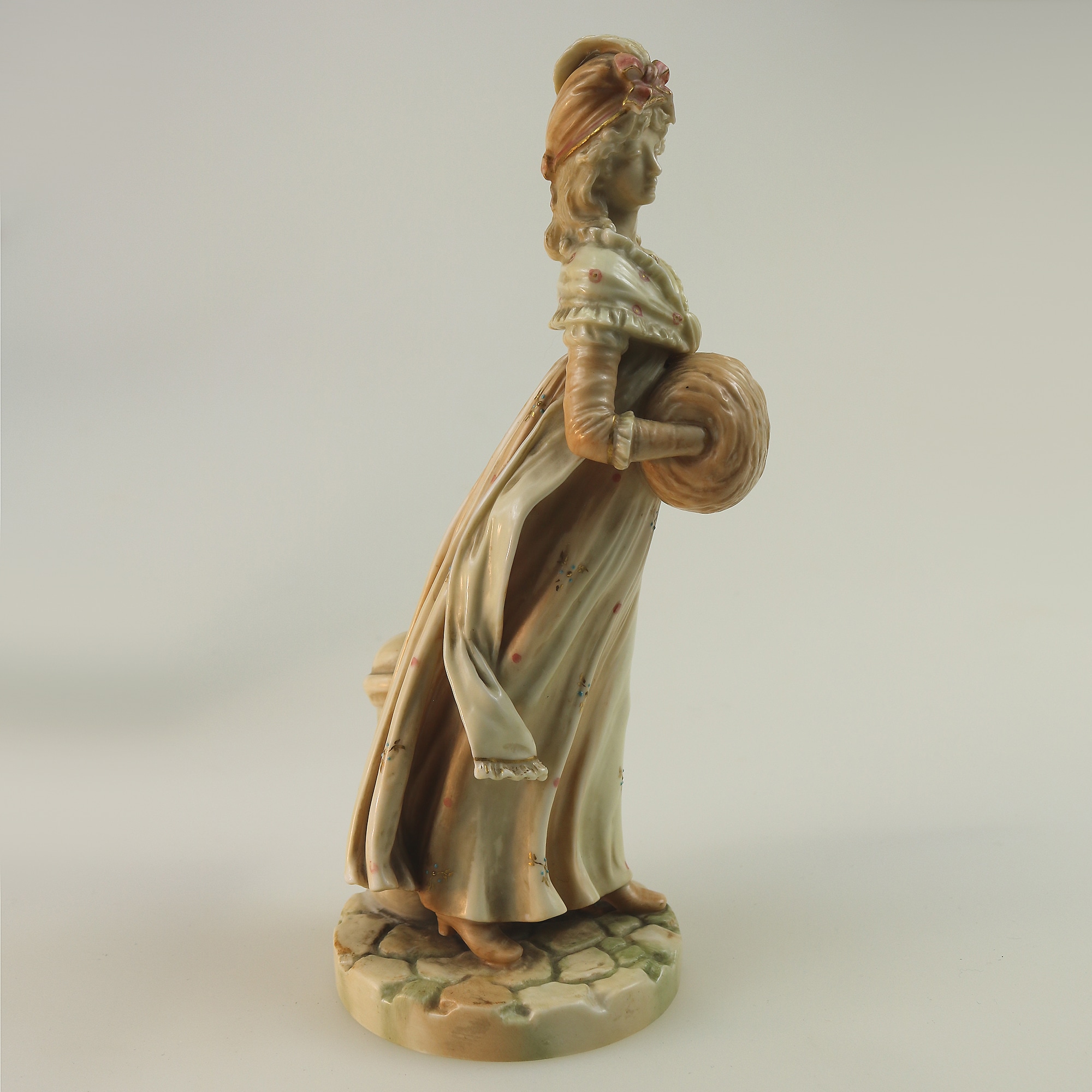 A rare pair antique Royal Worcester porcelain Blush Figures by James Hadley C.1884