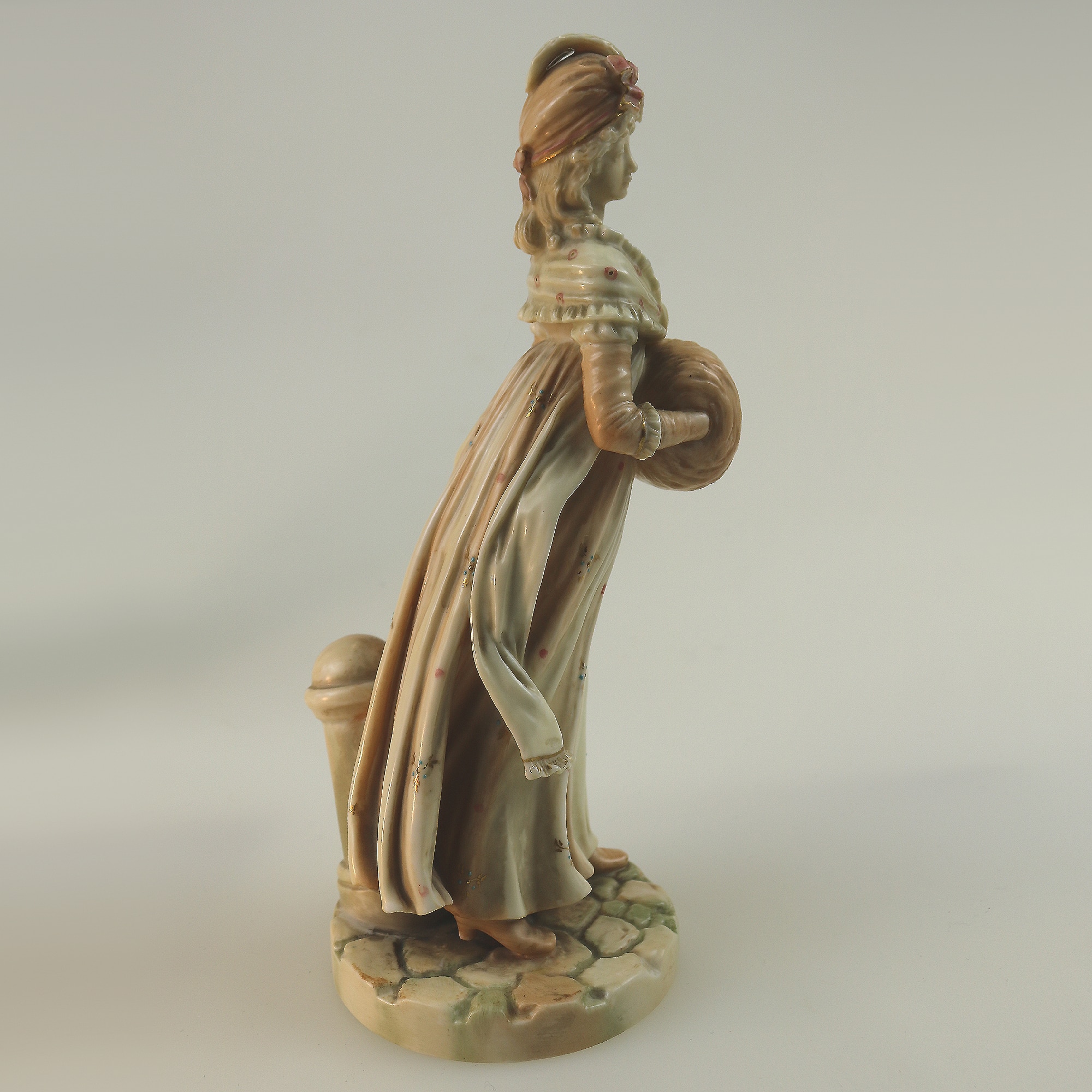 A rare pair antique Royal Worcester porcelain Blush Figures by James Hadley C.1884