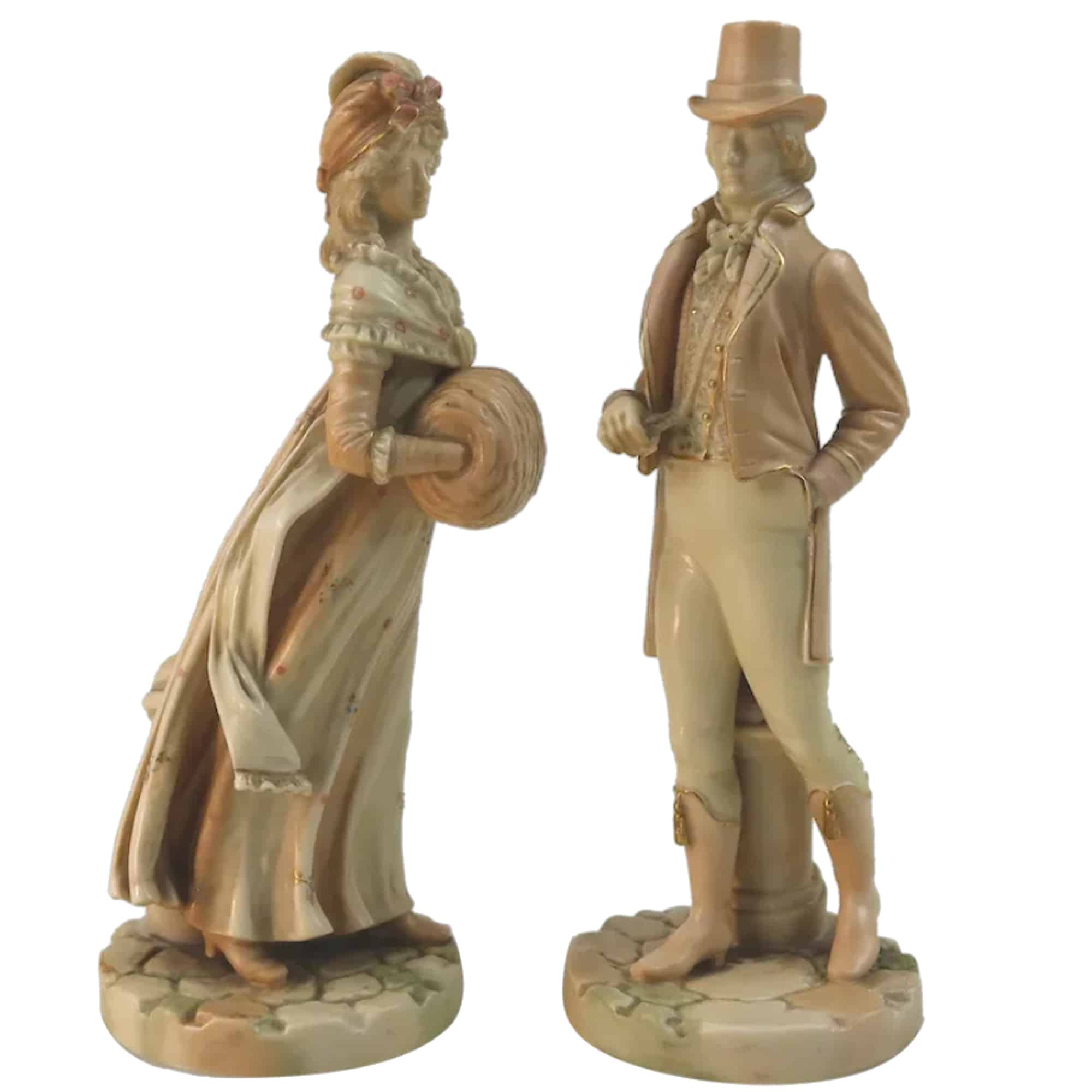 A rare pair antique Royal Worcester porcelain Blush Figures by James Hadley C.1884