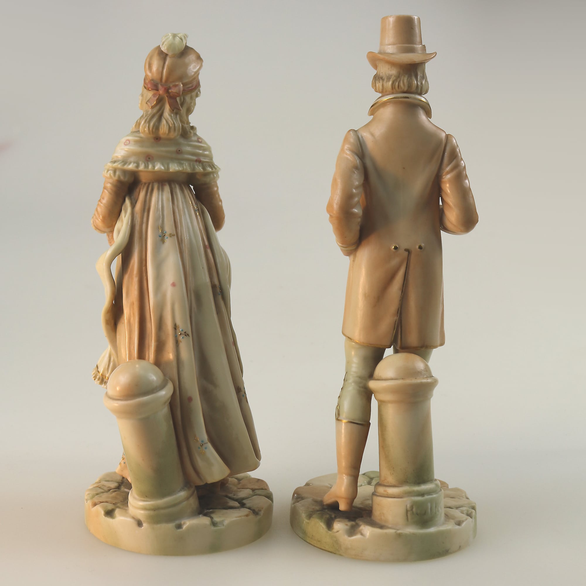 A rare pair antique Royal Worcester porcelain Blush Figures by James Hadley C.1884