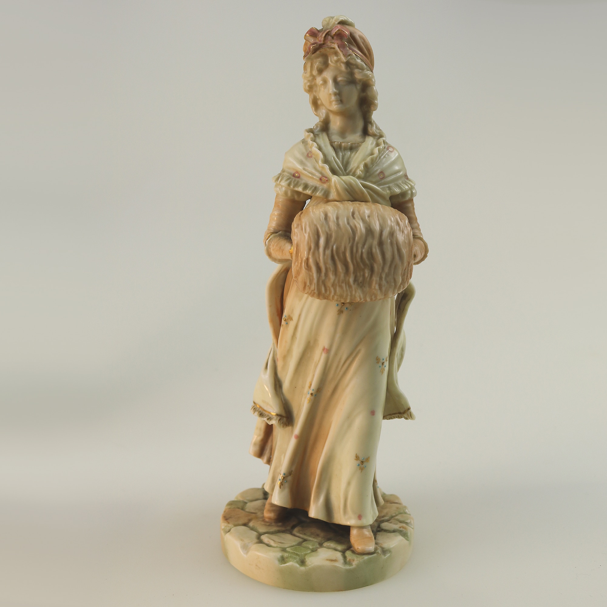 A rare pair antique Royal Worcester porcelain Blush Figures by James Hadley C.1884