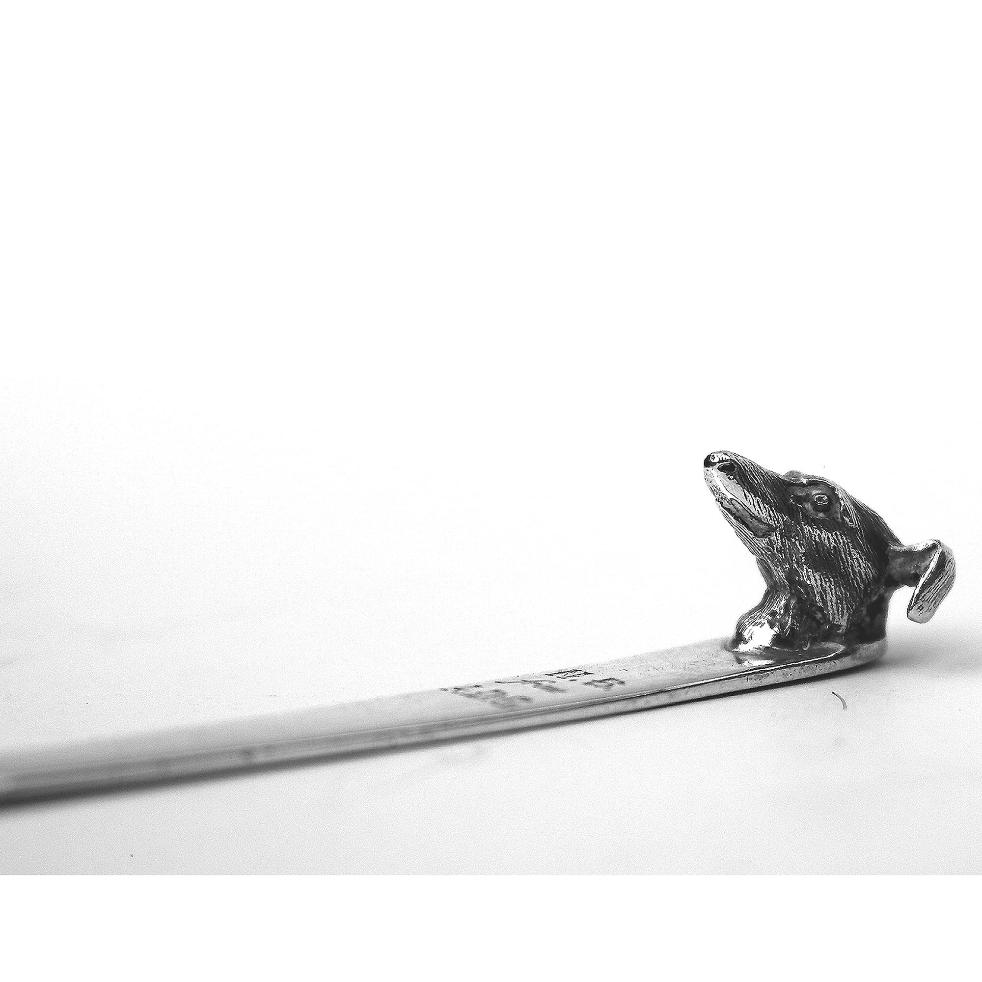 George V English solid silver novelty greyhound dog's head Letter Opener C.1929