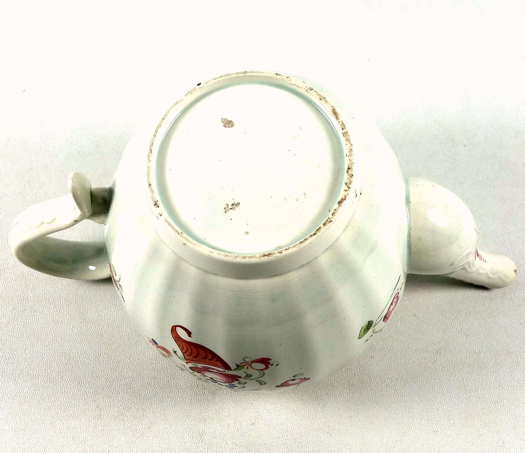 An English antique Georgian hand-painted pottery Liverpool Teapot C.1790