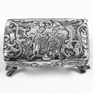 Antique 800 solid silver novelty Piano Stool table top Pill / Pinch Box C.1890