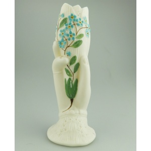 An antique Victorian parian hand-coloured porcelain novelty Hand Vase 2 C.19thC
